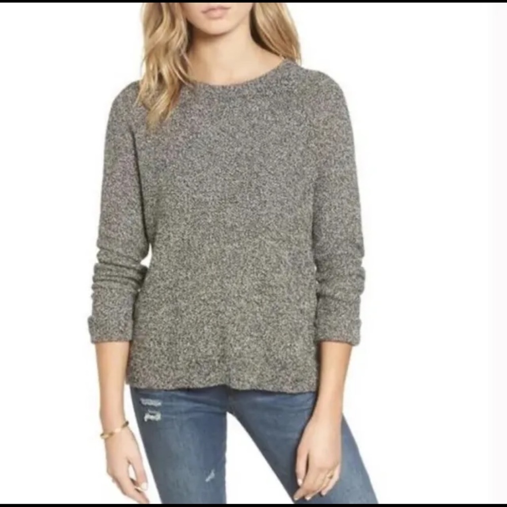 Madewell Province Cross Back Knit Pullover Sweater Black & Gray Size Medium